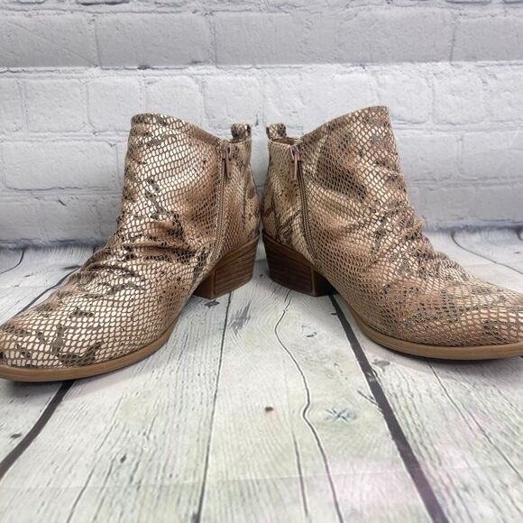 BareTraps Snakeskin Ankle Booties Western Boho Block Heel Women Size 7.5 W - Picture 5 of 14